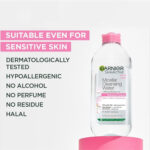 Garnier SkinActive Micellar Cleansing Water – نسخه صورتی پوست حساس، پک ۴۰۰ میلی‌لیتر + ۱۰۰ میلی‌لیتر مسافرتی