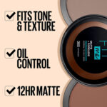 نمونه رنگ پنکک Maybelline Fit Me Matte + Poreless روی پوست، رنگ ۱۱۵ Ivory