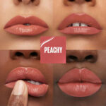 نمونه رنگ Peachy روی پوست – رژلب مایع مات Maybelline