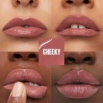 رنگ Peachy روی لب‌ها – بافت مخملی و مات